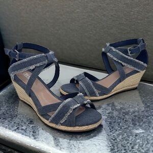 Step Up Your Style: Brand New Chaps Sandria Denim Wedges - Size 8.5! Never Worn!